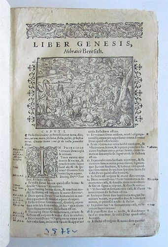 ANTIQUE LATIN BIBLE ILLUSTRATED BY TOBIAS STIMMER IN THE 16TH CENTURY (1578)