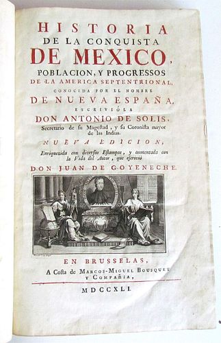 1741 SPANISH-LANGUAGE ILLUSTRATED HISTORICAL ACCOUNT OF THE CONQUEST OF MEXICO