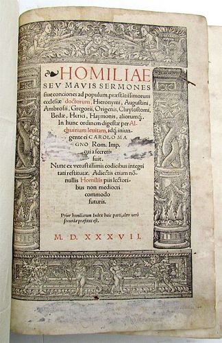 1537 - HOMILIAEC'S MOST FAMOUS SERMONS, GENTLE WARNINGS TO THE POPULACE, ANCIENT VELLUM BOUND