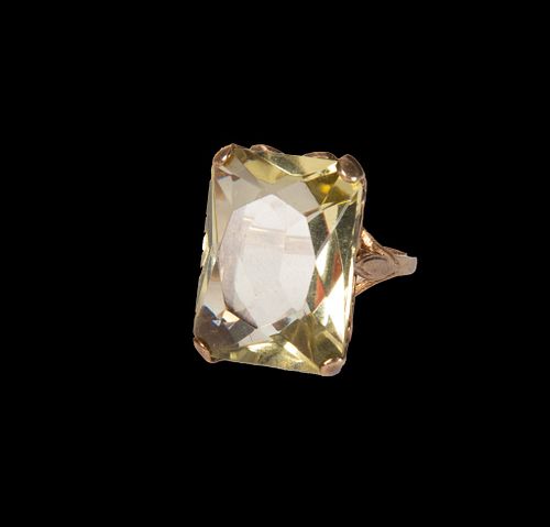 9K Emerald Cut Semi Precious Stone Ring