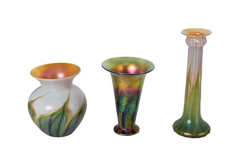 Lot of 3 Lundberg Studios Art Glass