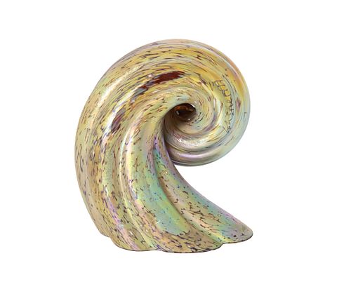 Swirl Iridescent Art Glass Paperweight by Cohn