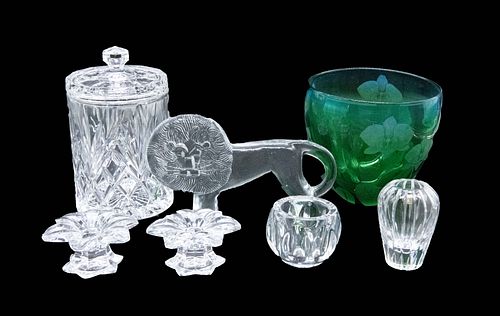 Group of 7 Crystal & Glass Table Objects