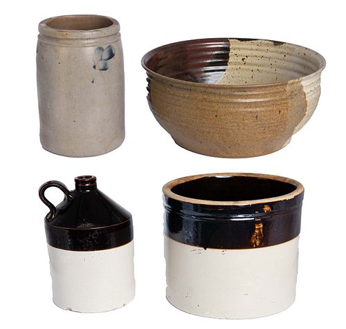 Group of 4 ceramics incl.18th Century Crock
