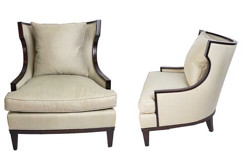 Pair of Barbara Barry Overupholstered Club Chairs