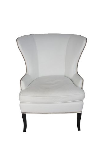 Williams Sonoma White Leather Wingback Chair