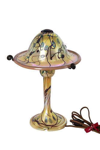 Carl Radke Iridescent Glass Mushroom Table Lamp