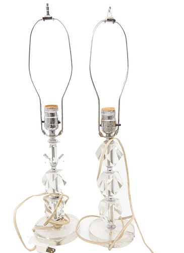 Two Mid Century Modern Glass Boudoir Lamps