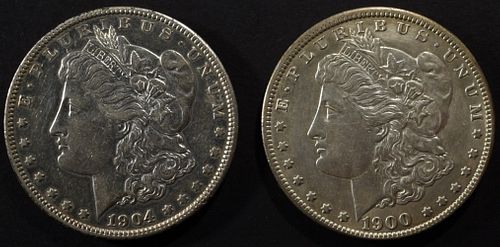1900-O, & 1904 MORGAN DOLLARS
