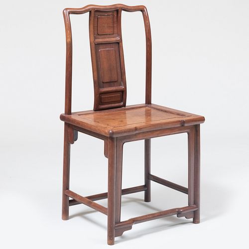 Chinese Hardwood Yoke Back Side Chair