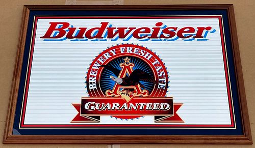 1995 Budweiser "Brewery Fresh Taste" Bar Mirror Saint Louis Missouri