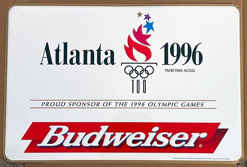 1996 Budweiser Atlanta Olympics Tacker Tin Tacker Sign Saint Louis Missouri