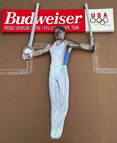 1996 Budweiser Beer Olympics "Still Rings" Plastic Wall Signs Saint Louis Missouri