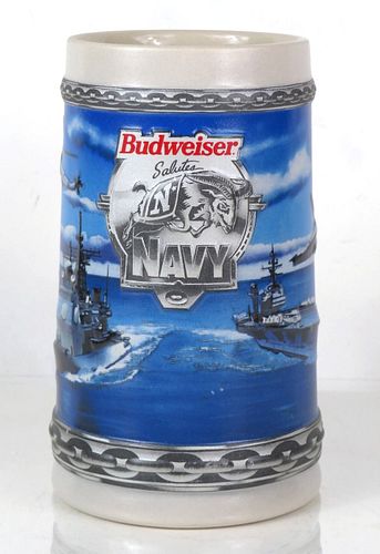 1995 Budweiser Salutes The US Navy 6¼ Inch Tall CS243 Stein Saint Louis Missouri