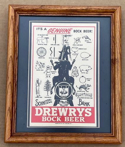 1960 Drewrys Bock Beer Schnitzel Bank Sign South Bend Indiana