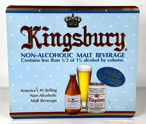 1987 Kingsbury Malt Beverage Tin Tacker Sign La Crosse Wisconsin