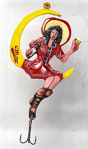 1995 Miller "Girl In The Moon" 1950s Fishing Lure Milwaukee Wisconsin