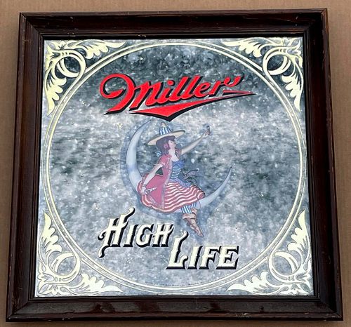 1979 Miller High Life Beer "Girl In The Moon" Bar Mirror Milwaukee Wisconsin