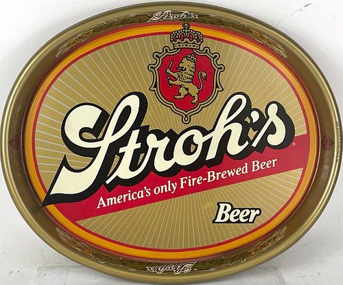 1974 Stroh's Beer 16½ x 13½ inch oval tray Serving Tray Detroit Michigan