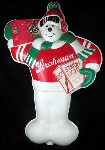 1985 Stroh's Beer "Strohman" Snowman Sign Detroit Michigan