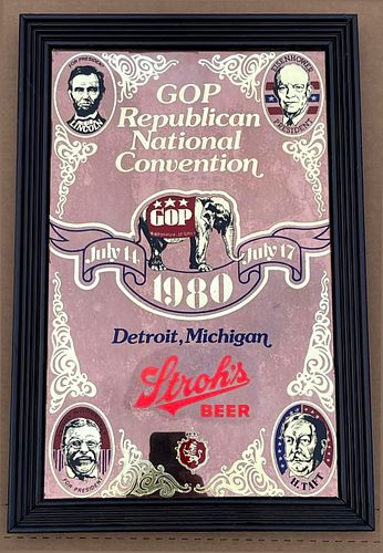 1980 Stroh's Beer GOP Republican Convention Bar Mirror Detroit Michigan