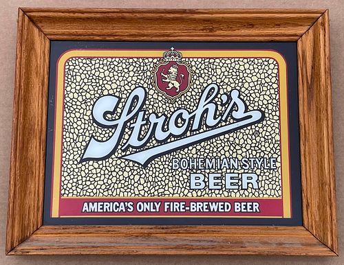 1980 Stroh's Bohemian Style Beer Bar Mirror Detroit Michigan