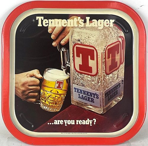1976 Tennent's Lager Beer 13 inch tray Serving Tray Edinburgh Scotland