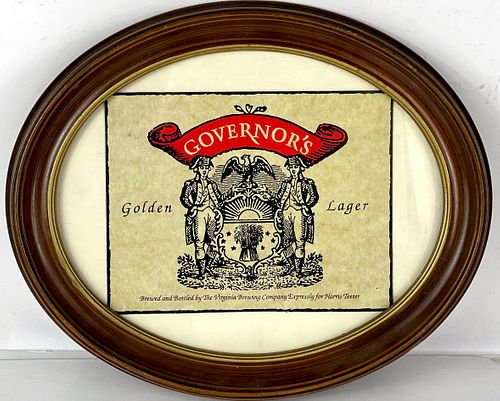1985 Governor's Golden Lager Beer Sign Roanoke Virginia