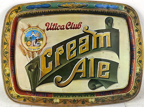 1975 Utica Club Cream Ale 11 x 14¼ inch rectangular Serving Tray Utica New York