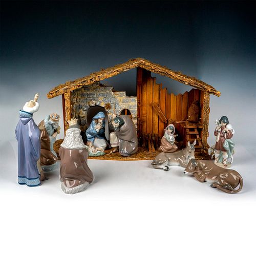 11pc Lladro Porcelain Nativity Set