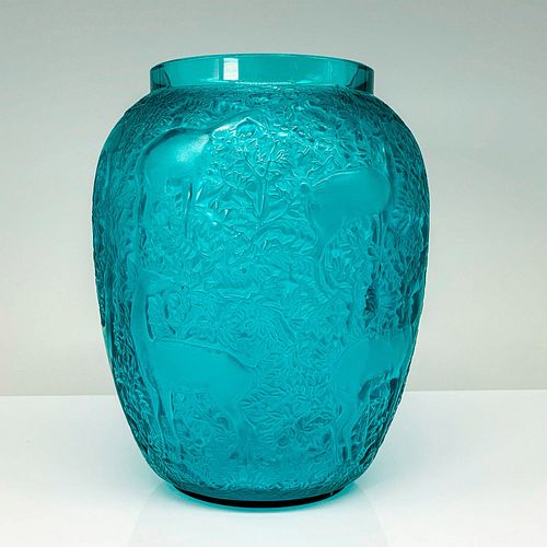 Lalique Blue Crystal Biches Vase