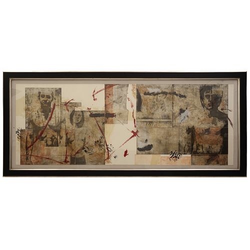 ROBERTO CORTÁZAR, Tres figuras habitan, 2002, Firmado, Grabado y serigrafía, 90 x 240 cm medidas totales