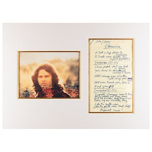 Jim Morrison Handwritten and Signed Working Lyrics for &#39;L&#39;America&#39;