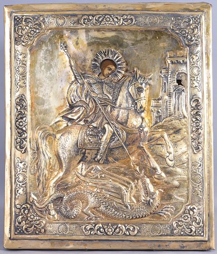 'Saint George the Great Martyr' Faberge Icon