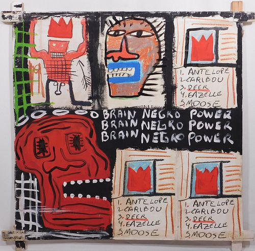Jean-Michel Basquiat, Manner of:  Brain Negro Power