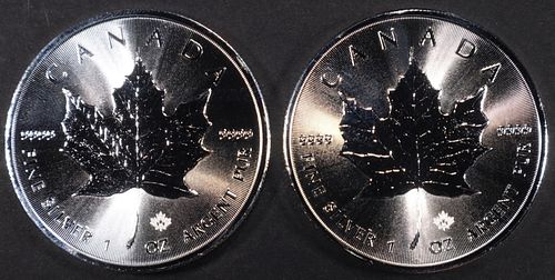 (2) 1 OZ .999 SILVER CANADIAN MAPLE LEAF ROUNDS