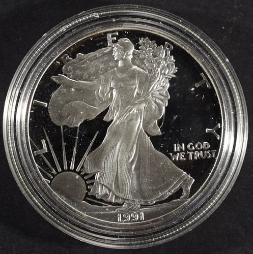 1991 PROOF AMERICAN SILVER EAGLE OGP