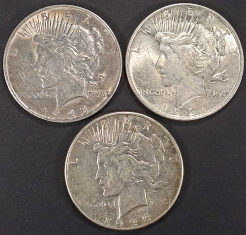 1923, 1924, 1926-S PEACE DOLLARS
