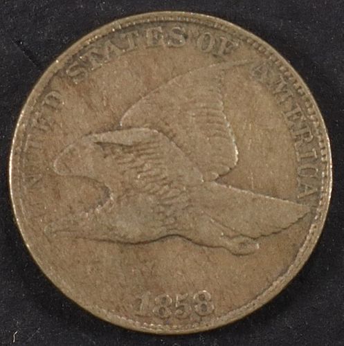 1858 SMALL LETTERS FLYING EAGLE CENT XF