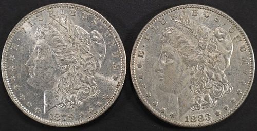1879 & 1883 MORGAN DOLLARS AU+