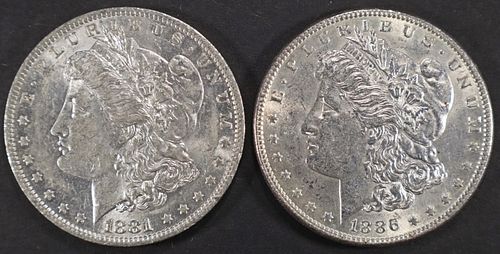 1881-O & 1886 MORGAN DOLLARS AU/BU