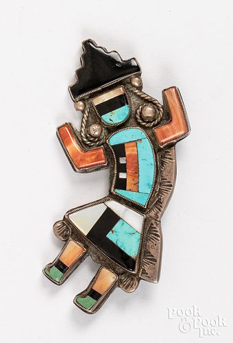 Zuni, Indian inlaid dancer brooch
