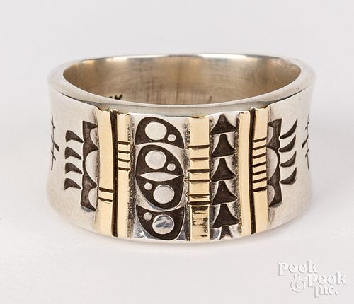 Norbert Peshlakai, Navajo 14K white gold ring sold at auction on