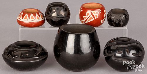 Seven Miniature Santa Clara Indian pots