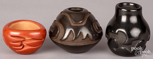Three Santa Clara, Pueblo Indian pots
