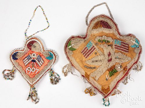 Two Iroquois Indian beaded pillows
