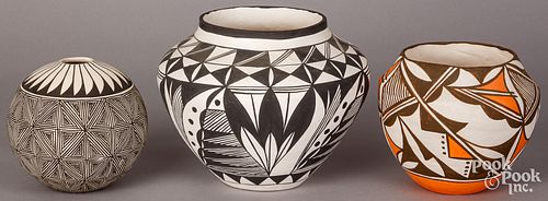 Three Acoma Indian pots