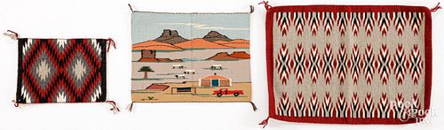 Three contemporary Navajo Indian weavings