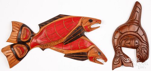 Two Northwest Coast carved wall plaques