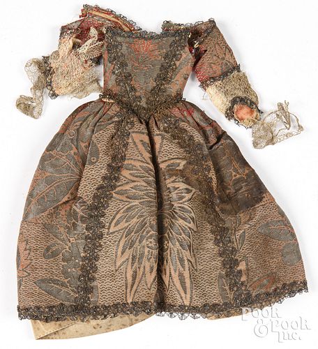 Early French hand sewn doll dress, 19th c.